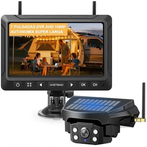 Cámara Trasera Inalámbrica Solar para Coche y Autocaravana, 7", VS-7E