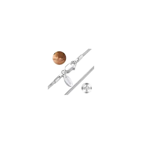 LOLIAS Collar Plata Ley 925 para Mujer y Hombre Gargantilla Cadena Serpiente 1,5 MM Regalos Joyería Brillante 45CM