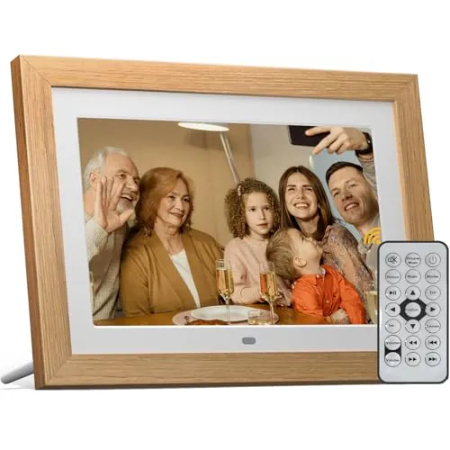 BWJBSW Marco Digital de 10 Pulgadas, sin WiFi, Marco de Fotos Digital con Mando a Distancia, Pantalla HD de Fotos y vídeo, Soporte Tarjeta SD de 32 GB, USB, autorrotación, Encendido/Apagado