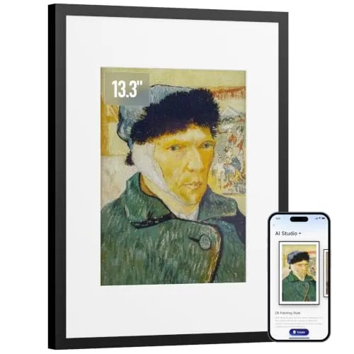 SwitchBot KI Art Frame, 13.3'' Marco de Fotos Digital inalámbrico, Marco de Fotos de Tinta electrónica, batería de Larga duración, Mesa y Montaje en Pared, Compatible con Alexa, Arte generado por IA