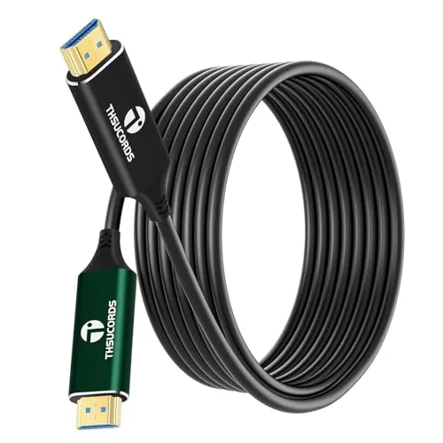 Thsucords Cable de Fibra óptica HDMI 8K de 10M, Cable HDMI 2.1 de Alta Velocidad Soporta 48 Gbps 8K @60Hz 4K @120Hz HDR Dinámico HDCP 2.2 y 2.3 eARC para PS5, Xbox Series X, PC, TV
