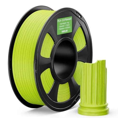 DEEPLEE PLA+ 2.0 1.75 mm, Bobina 1 kg Verde. Resistencia al Impacto y Baja Deformación. Excelente Adhesión entre Capas. Enrollado Perfecto Sin Atascos. Compatible con Impresoras FDM.