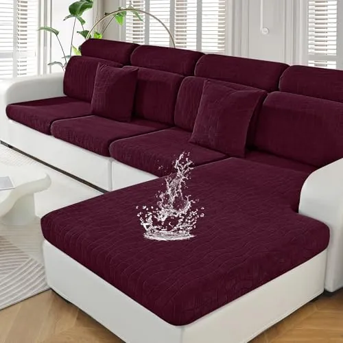 Ystyle Funda Asiento Sofa Elástico (1 Asiento-X, Borgoña) | Funda Cojin Sofa Ajustable Separado, Antideslizante, Universal, Lavable, Protector de Muebles para Perros y Mascotas
