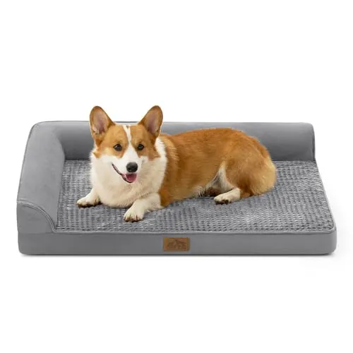 COZY KISS Cama Ortopédica para Perros Grandes, 91x68x16 cm Gris