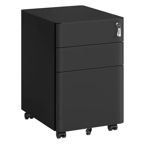 SONGMICS Archivador Móvil de 3 Cajones, Acero, con Cerradura