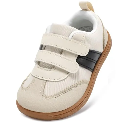 STQ KIDS Barefoot Niños Zapatillas Deportivas Niña Calzado Respetuoso Bebe Primeros Pasos Descalzo con Caída Cero al Aire Libre Beige 23 EU