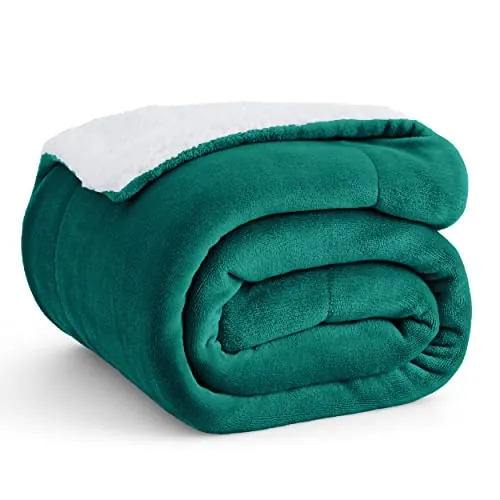 Bedsure Manta Sofá Polar Invierno - Sherpa, Verde Oscuro, 150x200 cm
