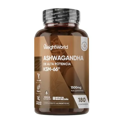 Ashwagandha KSM-66 1500mg, 180 Comprimidos, 6 Meses de Suministro - 12:1 del Extracto de la Raíz de Withania Somnifera, Apto para Veganos, Sin Estearato de Magnesio ni OGM