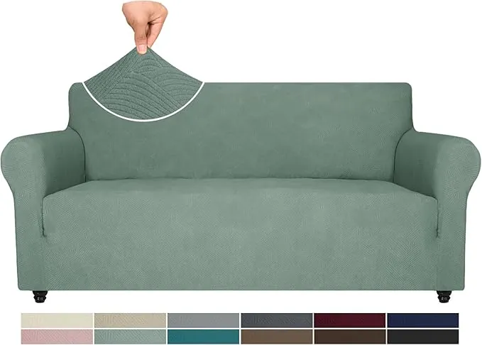 Ystyle Funda Sofa Ajustable y Elastica 3 Plazas, Anti Gatos, Universales con Reposabrazos, Cover para Invierno, Antideslizante y Antimanchas, Verde Claro