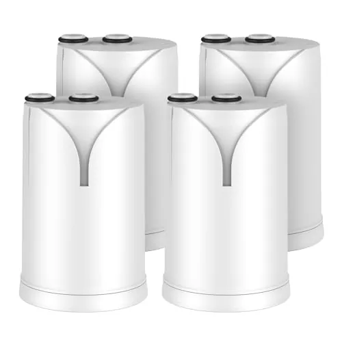 GLACIER FRESH ON TAP V (4x 600L) Cartucho de filtro de agua compatible con Brita On Tap Pro V-MF y V, filtro de carbón activado reduce 99% cloro, PFAS, microplásticos, metales y olores（4 unidades）