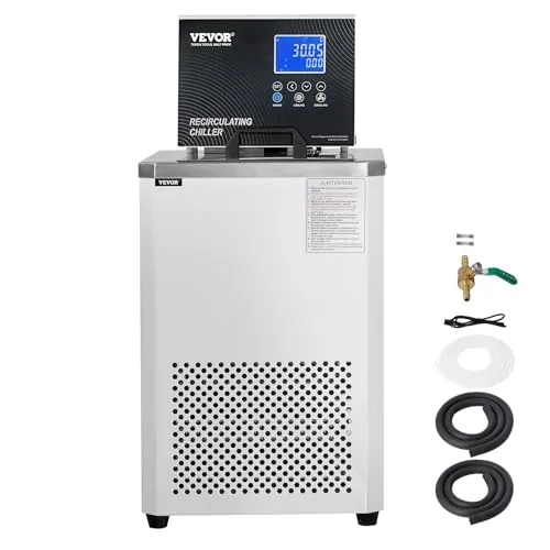 VEVOR Enfriador de Laboratorio 6L de Acero Inoxidable Bomba de Circulación de Enfriamiento de Laboratorio -20~100°C Pantalla LCD Enfriado por Agua de Circulación para Biotecnología, Análisis Químicos