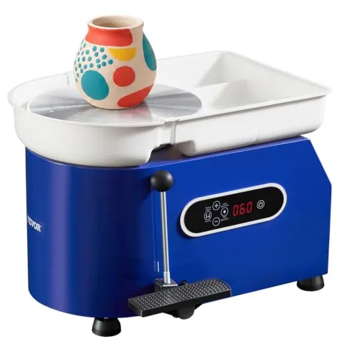 VEVOR Máquina de Rueda de Cerámica Eléctrica Diámetro de 28 cm Torno de Alfarero Eléctrico 450 W Máquina de Arcilla de Cerámica 0-300 rpm Carga Máxima de 8 kg con Pedal para Modelar Artesanía Cerámica