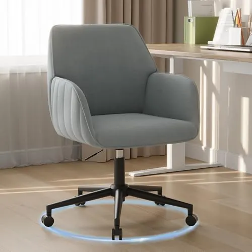 BERYTH Silla de Escritorio para Oficina en casa, hasta 136 kg, Silla giratoria de Terciopelo, con reposabrazos, Ruedas, ergonómica, cómoda, para Mujeres, niñas, Silla de vanidad, Altura Ajustable