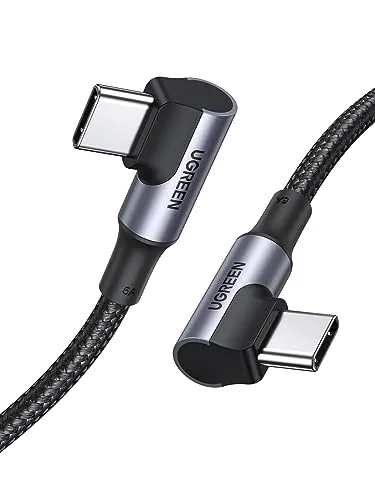 UGREEN Cable USB C PD 100W Tipo C Carga Rápida 90 Grados (1M) | Trenzado Nylon, Compatible con Macbook iPad iPhone 18 Pro Max/17/16/15, Galaxy S26 S25 S24 S23 S22, Pixel 10 9 8, etc.