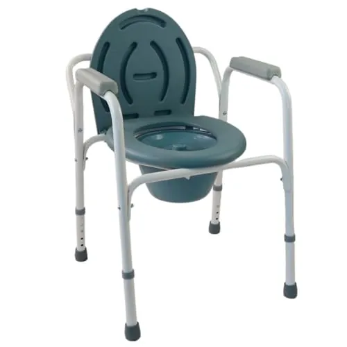 Mobiclinic®, Silla con WC, Tapa, Cubitera extraíble, Regulable en 5 Alturas, Modelo Arroyo, Conteras Antideslizantes, Reposabrazos, Soporta hasta 100 kg, Orinal, Acero
