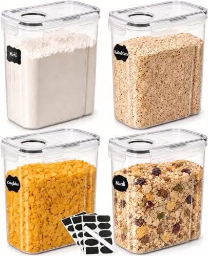 L LONGANCHANG 4.0L Botes Cocina, Recipiente de Botes Cocina Almacenaje de Plástico de Alimentos Sellados con Tapa, para Almacenar Cereales, Pasta, Arroz, Harina