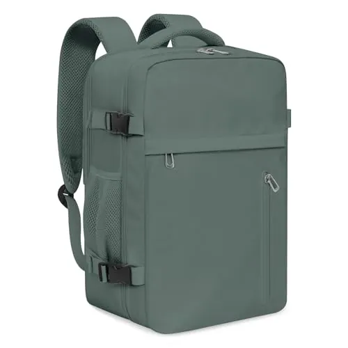 KIRFEIHT Mochila Viaje Cabina Avion 40x20x25 Equipaje de Mano para Ryanair - Maletas de Cabina Pequeña 20L Equipaje de Mano con Puerto de Carga USB para Negocios y Ocio - Verde
