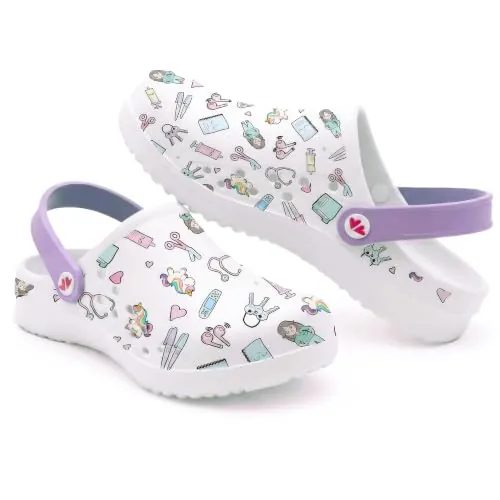 Nurse is Love Zuecos Mujer - Zuecos EVA Ligeros, Calzado Casual de Moda | Regalo Original para Ella | Estampado Unicornio - Purple 37