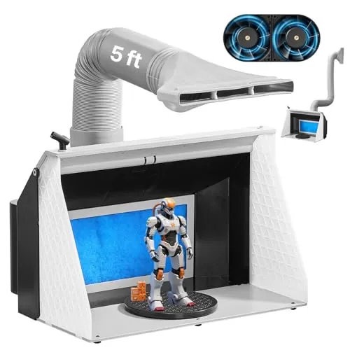 VEVOR Cabina de Pintura con Aerógrafo, con Ventilador Doble, 545 x 475 x 370 mm, con 3 Luces LED y Manguera de Extensión, para Pintar Modelos y Arte, 9,2 m³/min, Ideal para Trabajos Creativos