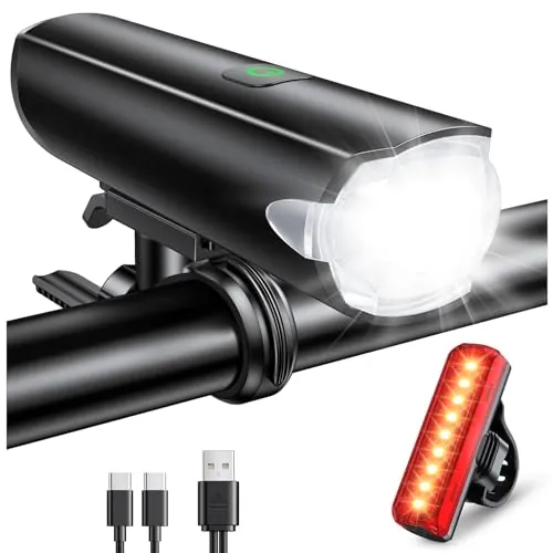 2026 New 1200LM Luz Bicicleta de Gran Angular, 3+5 Modos & Impermeable IP65