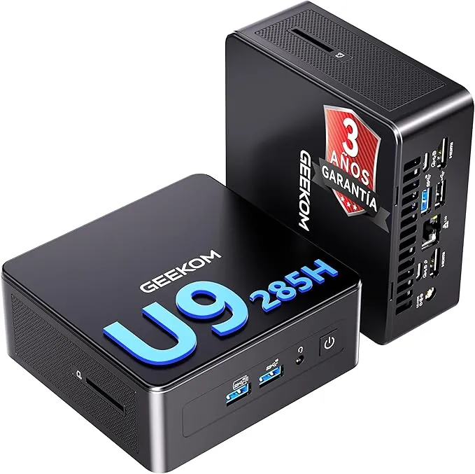 GEEKOM IT15 AI Mini PC, el Más Potente de 15 Gen con Intel Ultra 9 285H, 32GB DDR5 y 2TB SSD PCIe Gen4, 99 Tops IA | WiFi 7 BT5.4 | LAN 2.5Gbps | USB4 | 4 Pantallas 8K | Windows 11 Pro | para Oficina