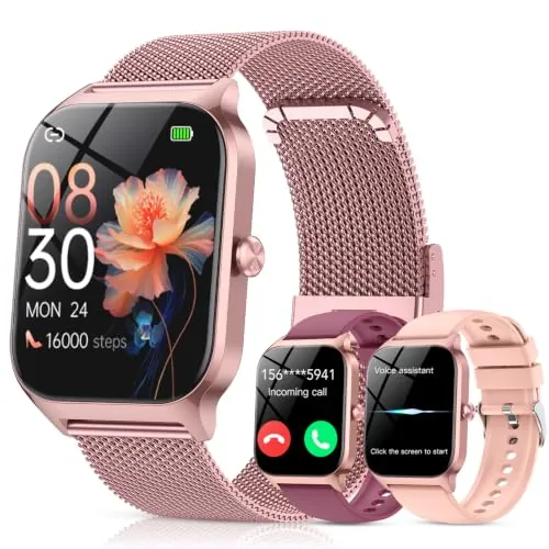 CASCHO Reloj Inteligente Mujer,1.85" HD Smartwatch con Llamadas,120+ Modos Deportes, Monitor Cardiaco y Sueño, Resistente Agua IP68, Whatsapp Llamadas Bluetooth, Regalo Mujer, Android/iOS