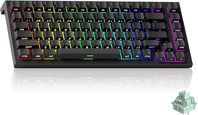 Akko Teclado para Juegos con Cable TAC75 de Disparo rápido, Interruptor magnético de Efecto Hall, diseño Estadounidense del 75%, tasa de sondeo de 8K Hz (Negro Brillante, Glare Magnetic Switch)