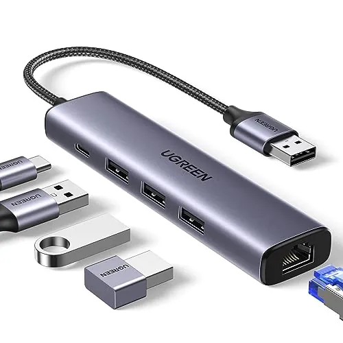 UGREEN Hub Ethernet USB 3.0 1000Mbps RJ45 3 Puertos LAN Gigabit