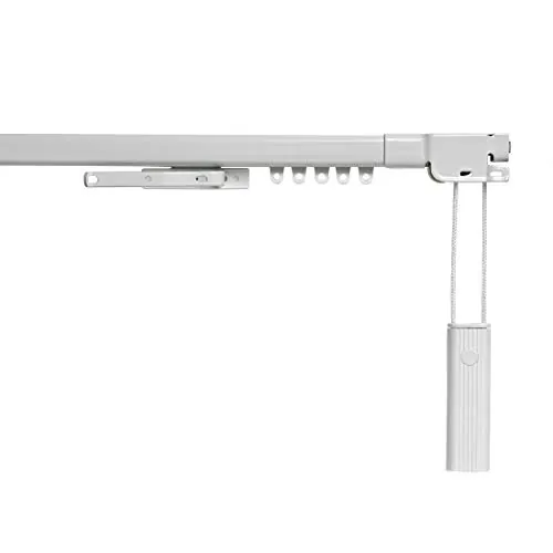 Rieles para cortinas de techo y pared. Riel extensible metálico resistente en color blanco ¡ideal para todo tipo de ventanas y puertas! Accionamiento a cordón | 120 a 210 cm