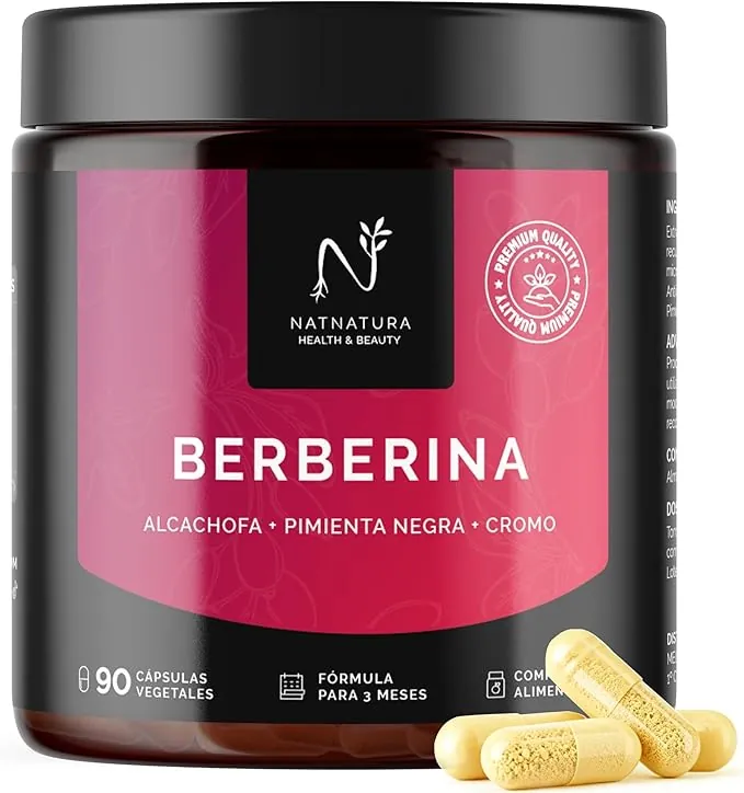 Berberina con Alcachofa, Pimienta Negra y Cromo | Ayuda a Controlar el Peso y Favorece la Digestión | 3 Meses | NATNATURA