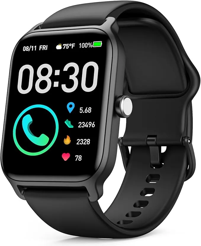 Quican Reloj Inteligente Hombre Alexa Instalado con llamada Bluetooth Monitor de Frecuencia Cardíaca SPO2 Smartwatch Rastreador de Sueño Reloj Inteligente 110+ Deportes para iOS Android