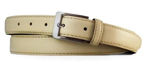 almela - Cinturón niño - Comunión - Piel vacuna - 2,5 cm de ancho - Cuero - 25mm - Correas infantiles - Child belt (Beige, 60)