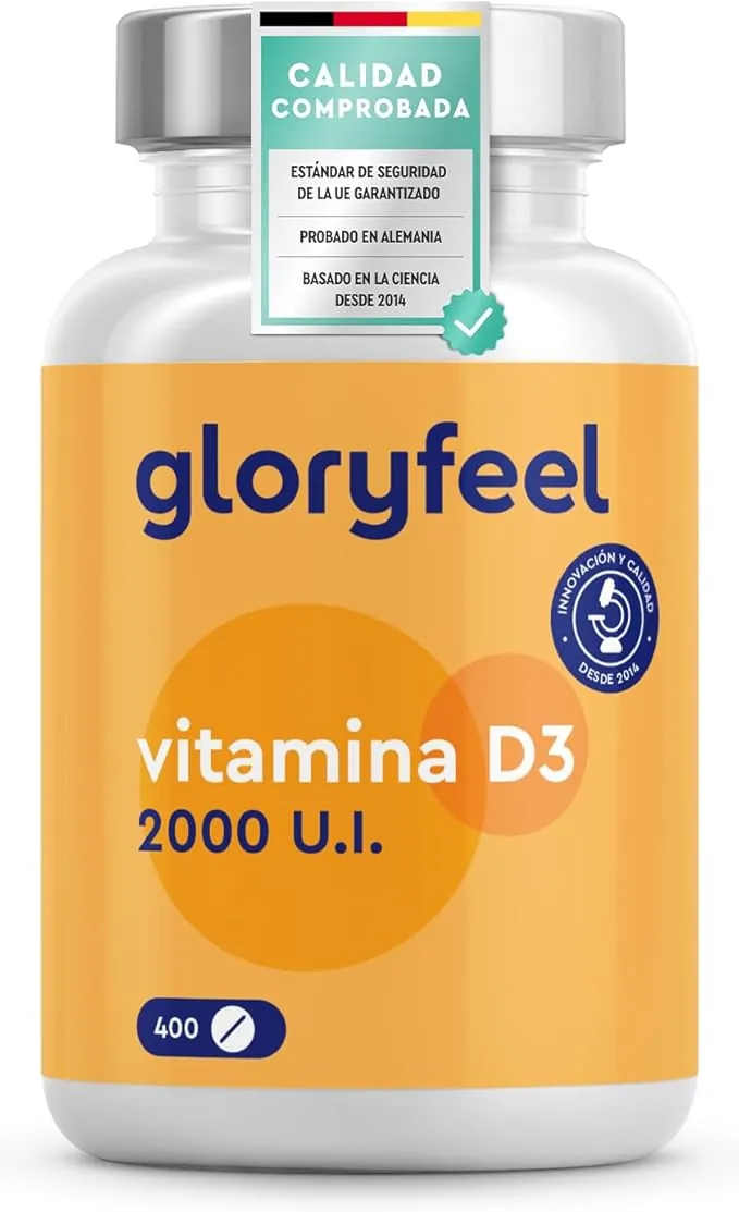 Vitamina D3 2000UI - 400 Tabletas (+1 año) - Vitamina D Colecalciferol - Respalda Huesos, Dientes, Músculos y Sistema Inmunológico - Probado en laboratorio, sin aditivos