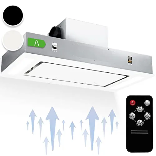 Klarstein Remy Campana Extractora 90 cm, Campana Bajo Mueble con Filtro, 609 m³/h, 230 W, Clase A, 3 Velocidades, Control Táctil y Mando, Luz LED, Extracción y Recirculación, Blanco