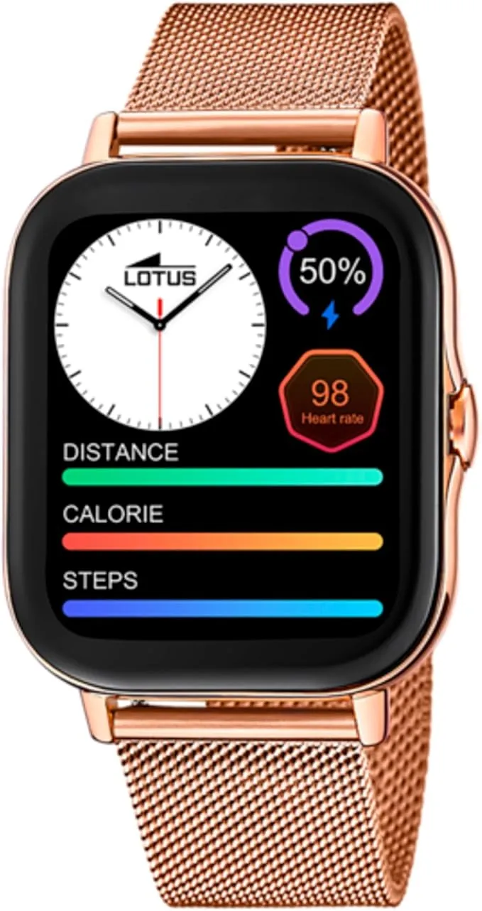 LOTUS Reloj Inteligente Mujer - Smartwatch de Acero Inoxidable Rosa - Resistente al Agua IP65 - Control Música, Cuenta Pasos y Calorías, Teléfono, Deportes, Frecuencia Cardíaca, Monitor Sueño 50045/1