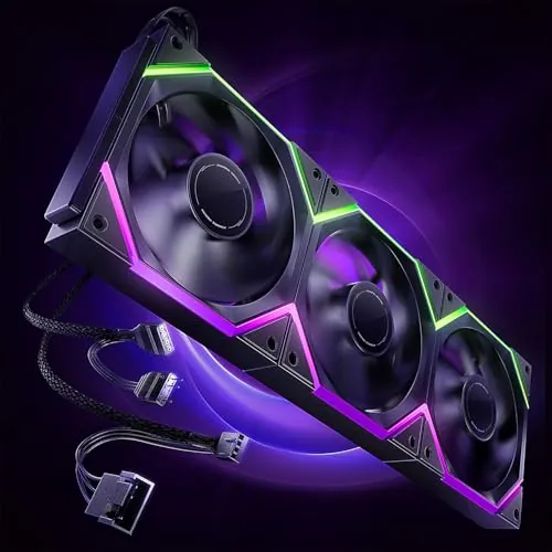 AsiaHorse Nyota Pro 120mm Ventilador de carcasa, Juego de 3 ventiladores de PC de 120mm, Daisy Chain ARGB PWM 2000RPM Silencioso, Ventilador de carcasa de alto flujo de aire, Pala de ventilador