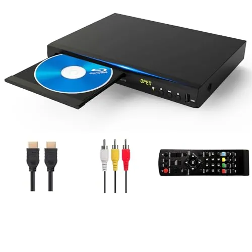 Reproductor de DVD BLU-Ray, Reproductor Multimedia de música y películas Dolby Audio, Full HD 1080P, Reproductor de BLU-Ray con HDMI/AV/coaxial, Disco BLU-Ray para Región B/2