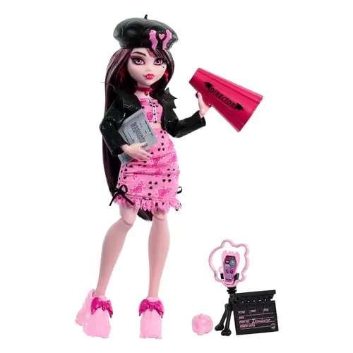 Monster High Fearbook Draculaura Muñeca | Set de muñeca vampiro con accesorios de club de cine: chaqueta, anuario, guion , HXW30