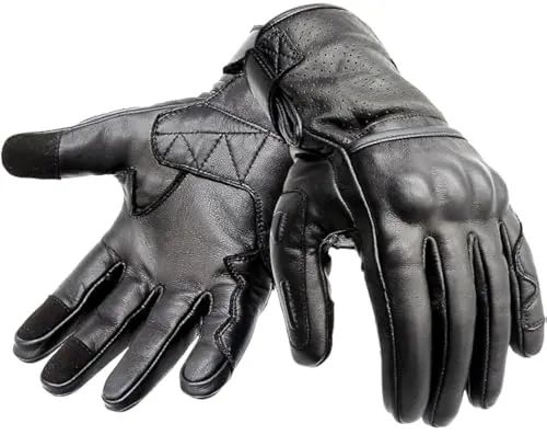 Hand Fellow Guantes de Piel de Primera Calidad para Motocicleta, de Carreras para Hombre, Guantes de equitación ATV (S)