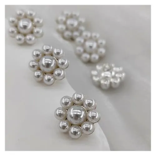 ETQWDXOL CVBFGH Botones Elegantes de imitación de Perlas de 15MM for Ropa, decoración de Moda, Hermosos Botones de Costura de Flores