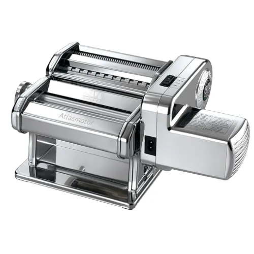 Marcato Máquina eléctrica para pasta Marcato Atlas 150 + Motor, Atlasmotor, para pasta, lasaña, fettuccine, tagliolini, fabricada en plata inoxidable