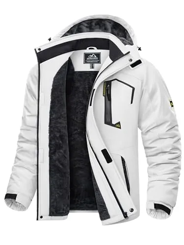 KEFITEVD Chaqueta Impermeable Hombres Esquí Forro Polar Invierno Abrigo