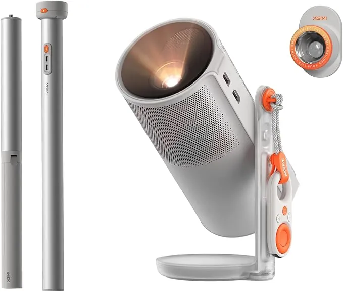 XGIMI MoGo 4 Proyector Portátil con Soporte PowerBase, Autonomía de 5h, Google TV con Netflix Oficial, Soporte 360°, 450 Lúmenes ISO, Altavoces Harman Kardon de 12 W