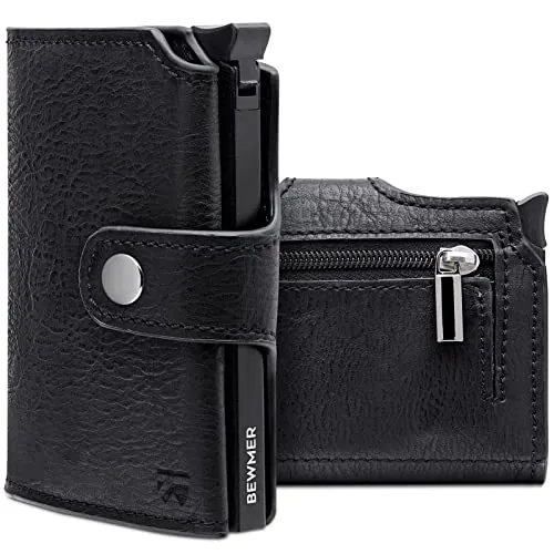 BEWMER 2 Cartera para Hombre y Mujer | Tarjetero con Monedero | Billetera Minimalista Porta Tarjetas de Crédito (Protección RFID), Billetes y Monedas