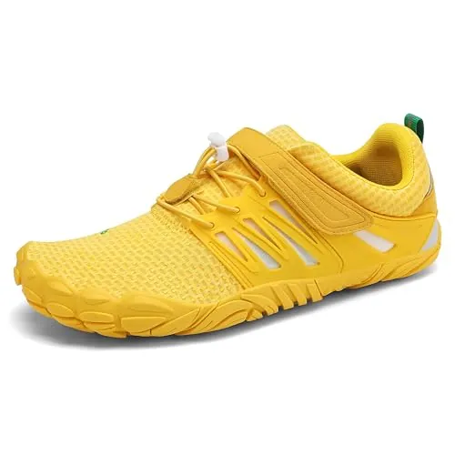 SAGUARO Barefoot Hombre Mujer Zapatillas de Trail Running Ligeras Cómodas Minimalistas Zapatos Descalzos, Amarillo 38