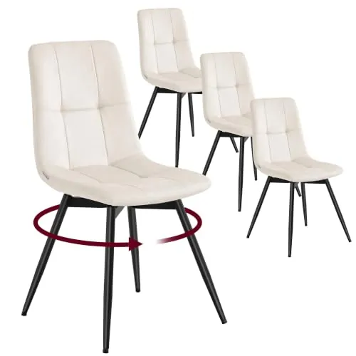 VASAGLE Sillas de Comedor, Set de 4, Giratorias 360°, Patas de Acero