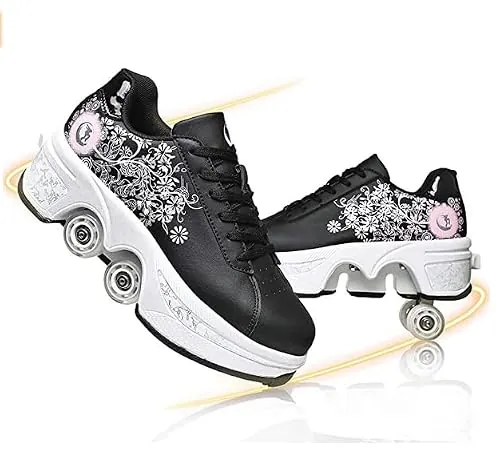 LDRFSE Zapatos con ruedas, patines de ruedas, zapatos de monopatín, zapatos infantiles con ruedas, zapatos de patinaje, zapatos deportivos, zapatos de correr, zapatillas con ruedas para niñas y
