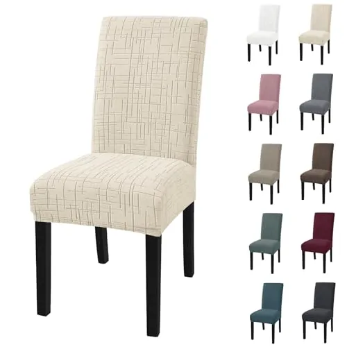 YSTELLAA Fundas Sillas De Comedor Pack 4, Beige