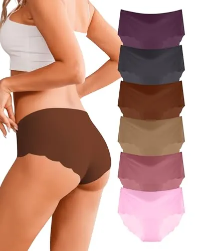 Dawnrole Ropa Interior Mujer,Braguitas sin Costuras para Mujer,Suaves y cómodas Braguitas con cinturón para Uso Diario 6 Pack
