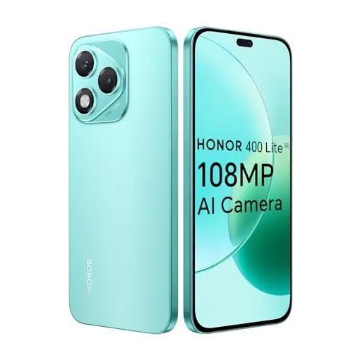 HONOR 400 Lite 5G Smartphone, 8GB 256GB, MTK 7025-Ultra, 5100mAh, Cámara AI de 108MP, 6,7" AMOLED Display 120Hz, IP64, Dual SIM, Android 15, Sin Cargador, Verde